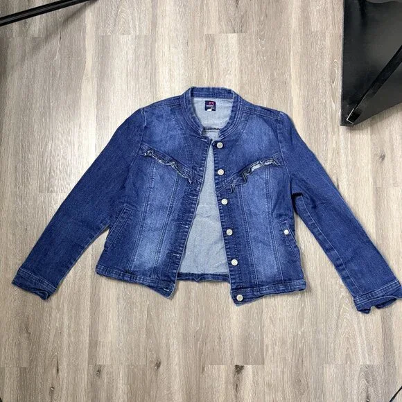 Tommy Hilfiger Tommy Girl Ruffle Denim Jacket Women’s M-L Jean Coat - Picture 7 of 11